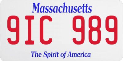 MA license plate 9IC989