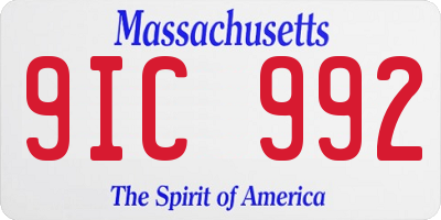MA license plate 9IC992