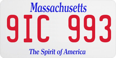 MA license plate 9IC993