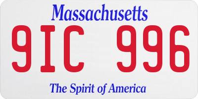 MA license plate 9IC996
