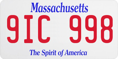 MA license plate 9IC998