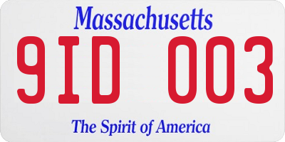 MA license plate 9ID003