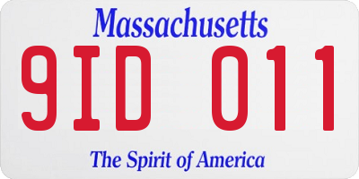 MA license plate 9ID011