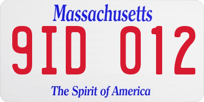 MA license plate 9ID012