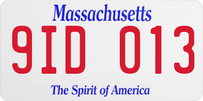 MA license plate 9ID013