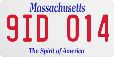 MA license plate 9ID014