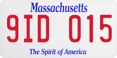 MA license plate 9ID015