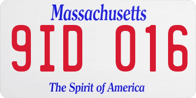 MA license plate 9ID016
