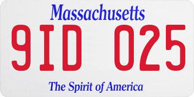 MA license plate 9ID025
