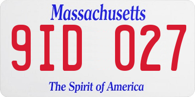 MA license plate 9ID027