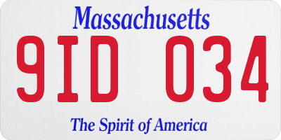 MA license plate 9ID034