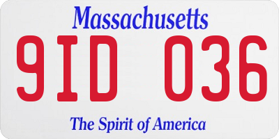 MA license plate 9ID036