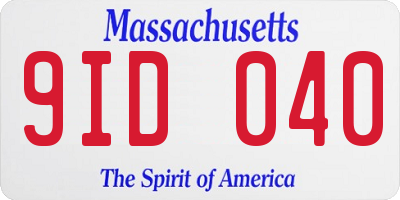 MA license plate 9ID040