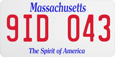 MA license plate 9ID043