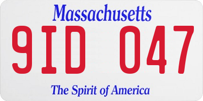 MA license plate 9ID047