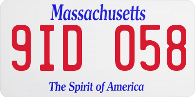 MA license plate 9ID058