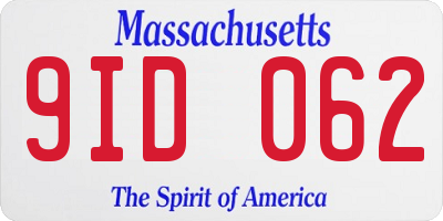 MA license plate 9ID062