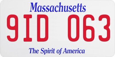 MA license plate 9ID063