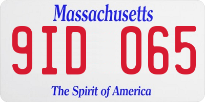 MA license plate 9ID065