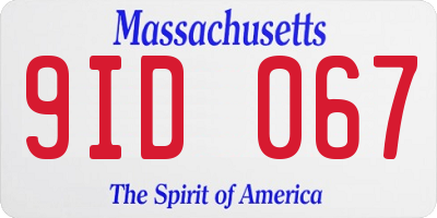 MA license plate 9ID067