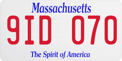 MA license plate 9ID070