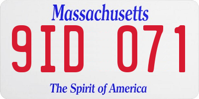MA license plate 9ID071