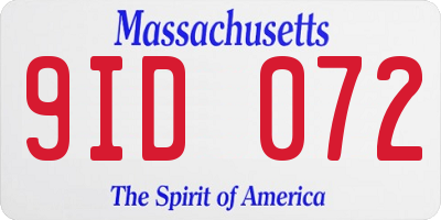 MA license plate 9ID072