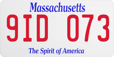 MA license plate 9ID073
