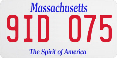 MA license plate 9ID075