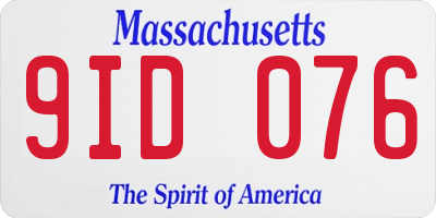 MA license plate 9ID076