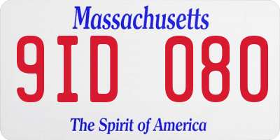 MA license plate 9ID080