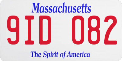 MA license plate 9ID082