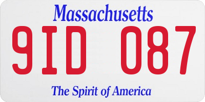 MA license plate 9ID087