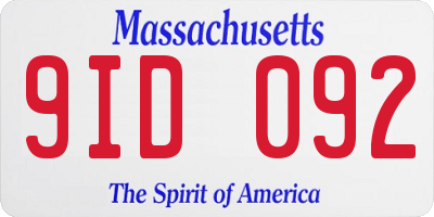 MA license plate 9ID092