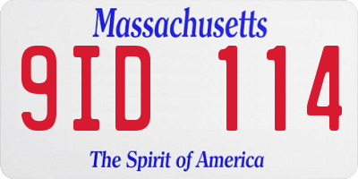 MA license plate 9ID114