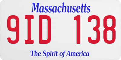 MA license plate 9ID138