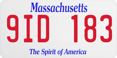 MA license plate 9ID183