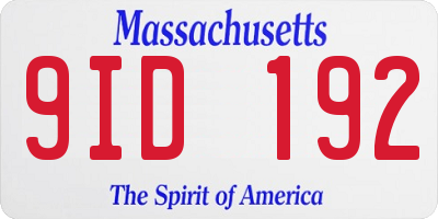 MA license plate 9ID192