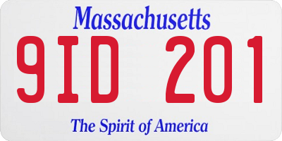 MA license plate 9ID201