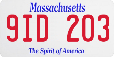 MA license plate 9ID203