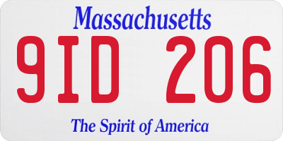 MA license plate 9ID206