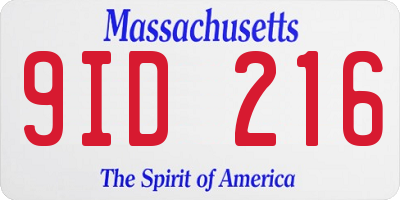 MA license plate 9ID216