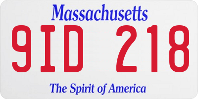 MA license plate 9ID218