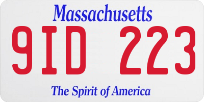 MA license plate 9ID223
