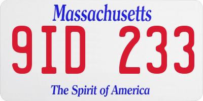 MA license plate 9ID233