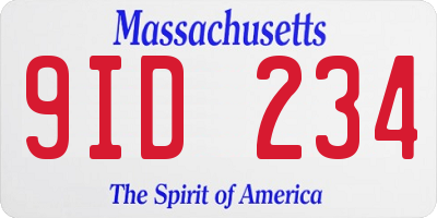 MA license plate 9ID234