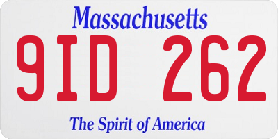 MA license plate 9ID262