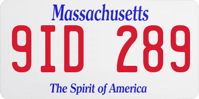MA license plate 9ID289