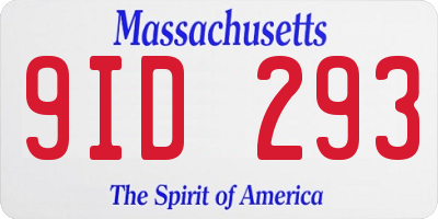 MA license plate 9ID293