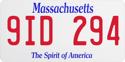 MA license plate 9ID294